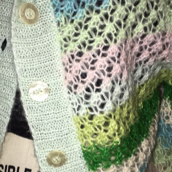 FREE PEOPLE NWOT PRETTY  BUTTON FRONT HIGH NECK SWEATER CARDIGAN - Picture 4 of 9